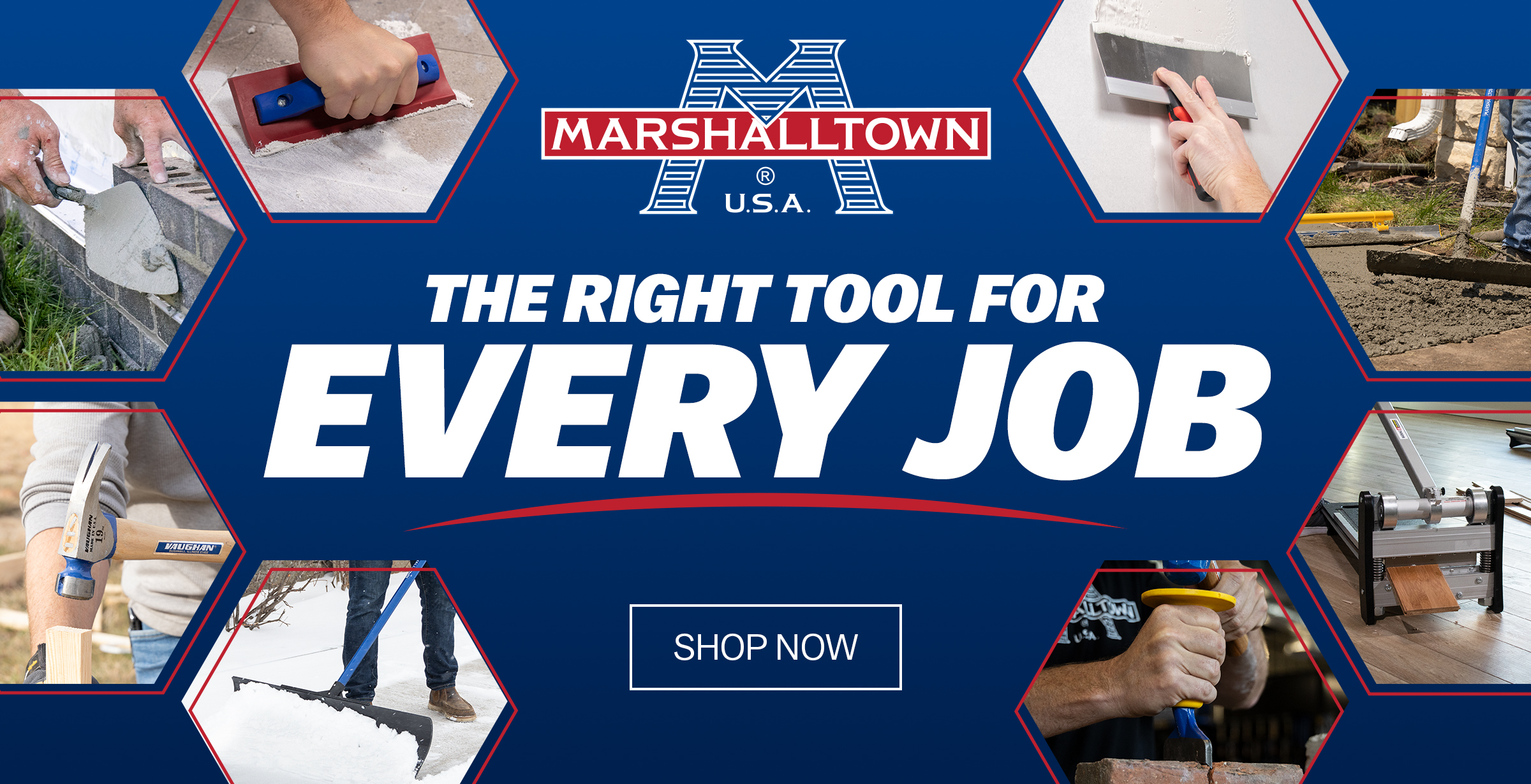 MARSHALLTOWN banner showcasing various tools with the phrase The Right Tool for Every Job